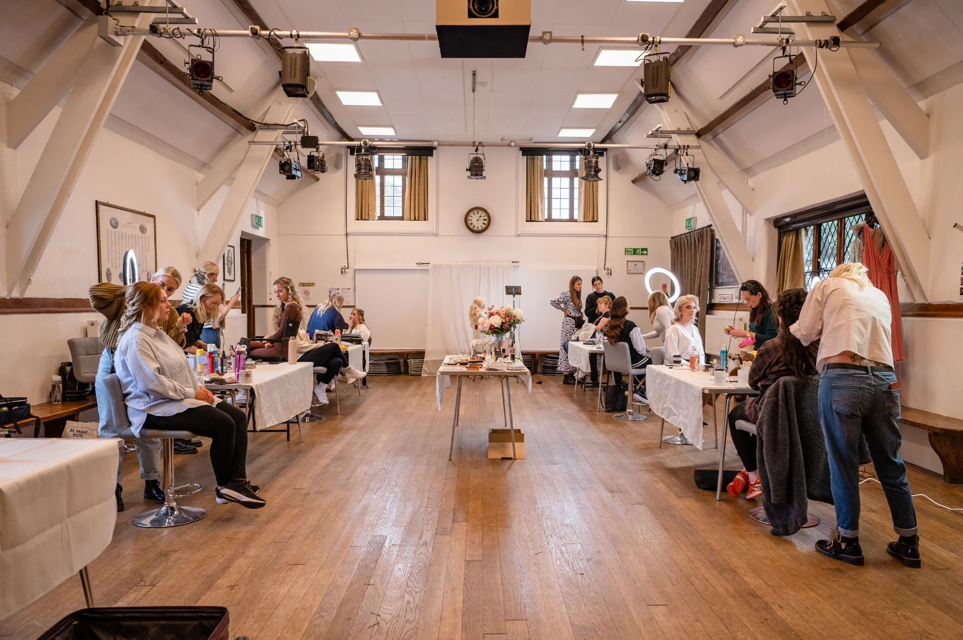 Jodie Elleanor teaching hair and makeup students