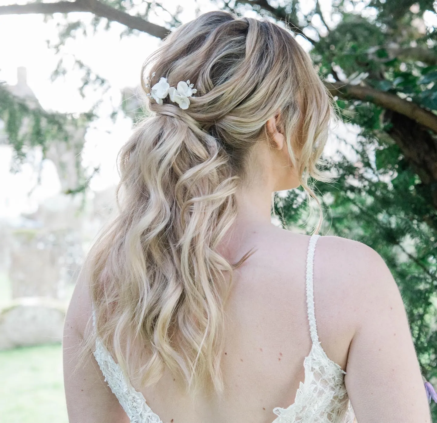 Bridal hair styling created by a Jodie Elleanor School student